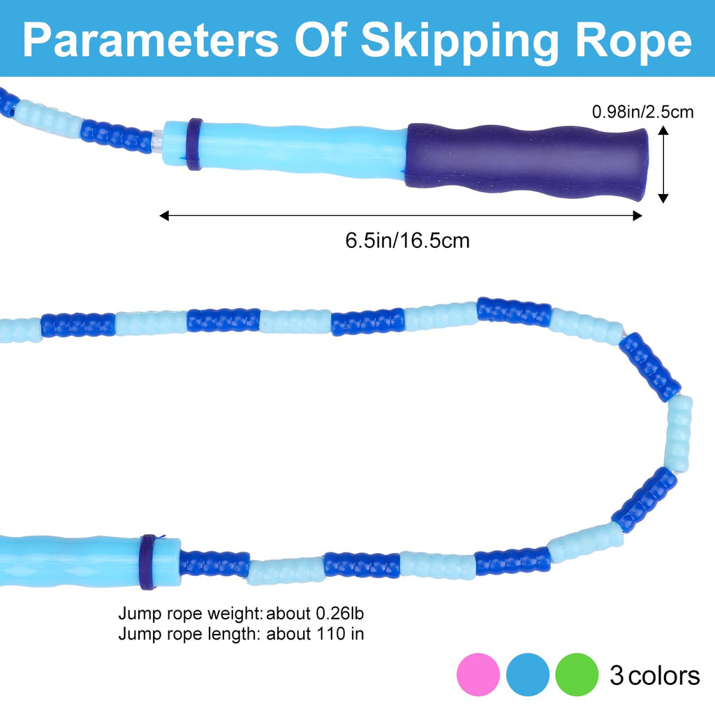 Grawun 12 Pack Jump Rope For Kids,Soft Beaded Jump Rope,Adjustable Length Tangle-Free Segmented Soft Beaded Skipping Rope,For Wo