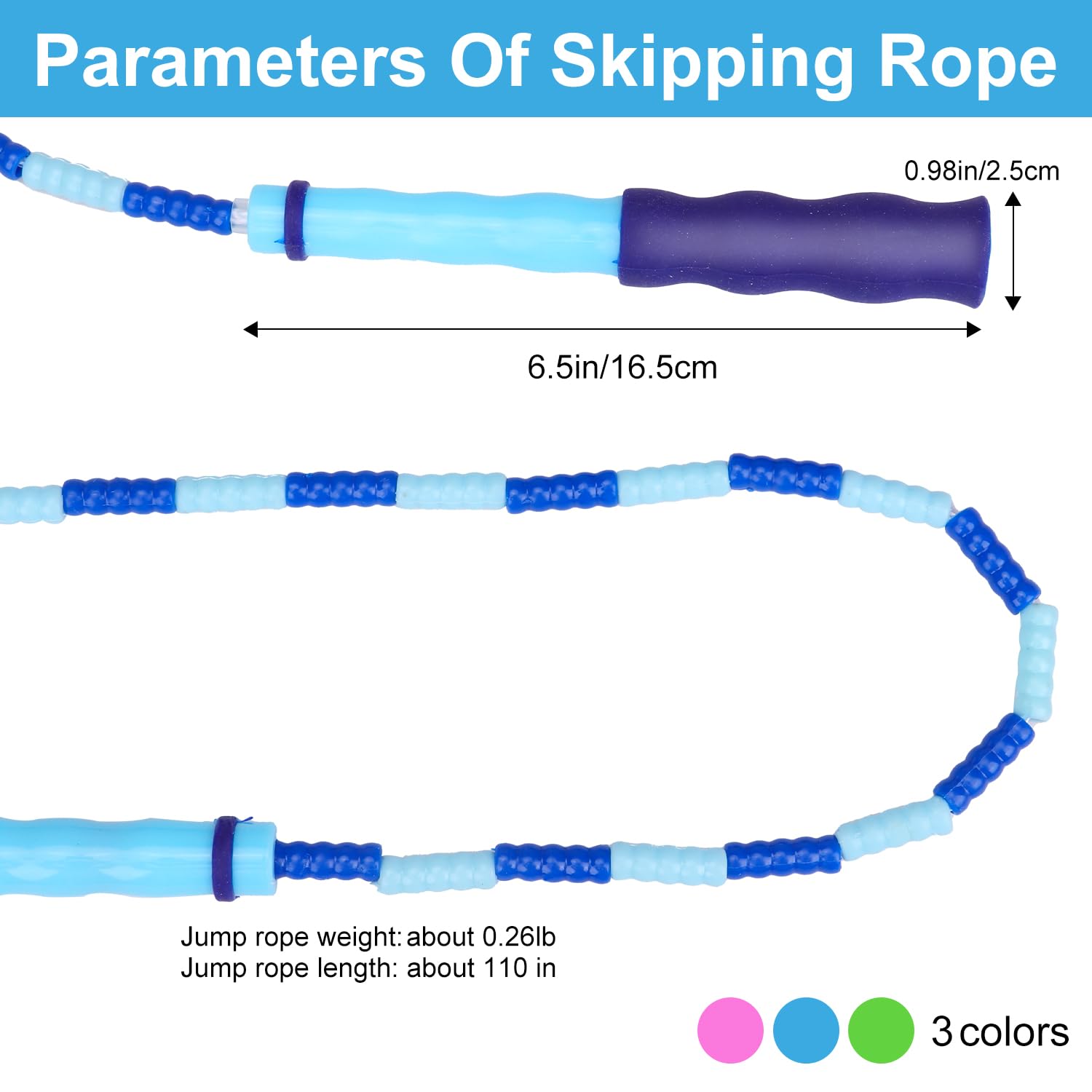 Grawun Jump Rope For Kids, Soft Beaded Jump Rope, Adjustable Length Tangle-Free Segmented Soft Beaded Skipping Rope, For Women,