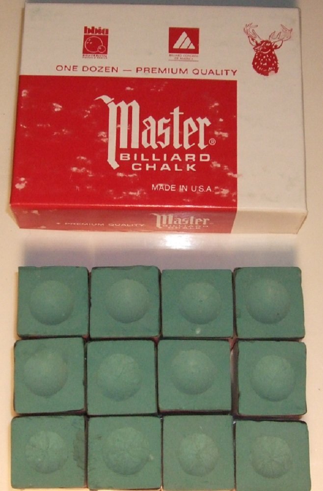 Master Billiard/Pool Cue Chalk Box, 12 Cubes, Spruce