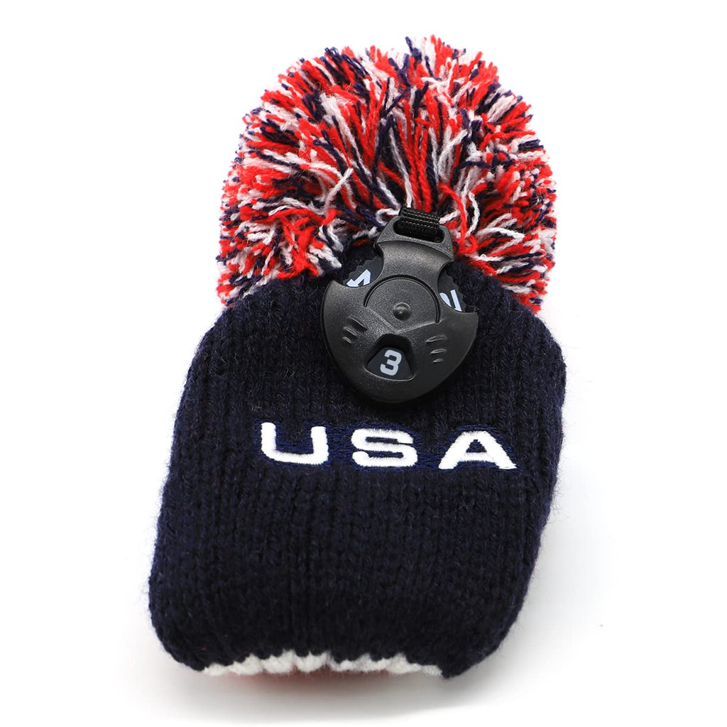 Golf 4 Hybrid Head Cover Headcover Knit Knitted Pom Pom Usa Rescue Hybrids Utility Ut Club Headcover For Hybrids With Adjustable