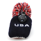 Golf 4 Hybrid Head Cover Headcover Knit Knitted Pom Pom Usa Rescue Hybrids Utility Ut Club Headcover For Hybrids With Adjustable