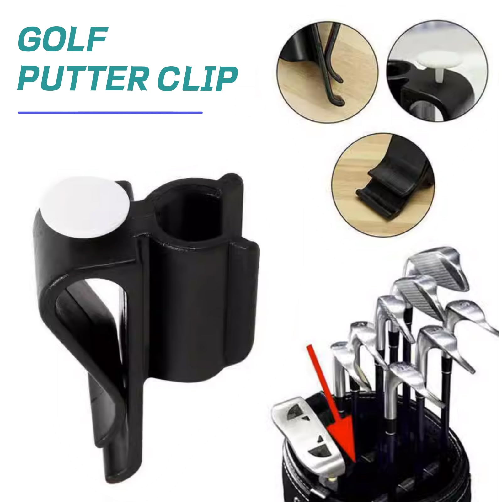 Brbasap 2 Pack Golf Putter Clip Convenient Putter Holder For Golf Bags Easy To Attach Putter Clamp Organizer Keep Your Putter Ha