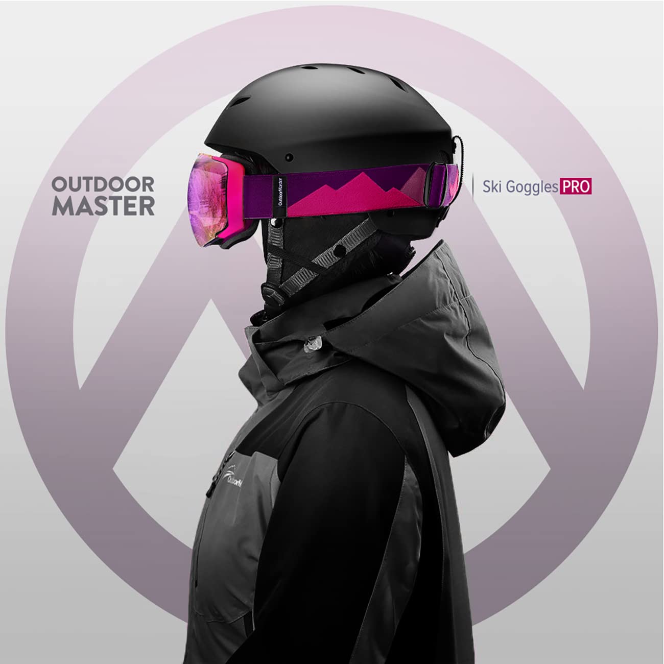 Outdoormaster Ski Goggles Pro - Frameless, Interchangeable Lens 100% Uv400 Protection Snow Goggles For Men & Women (Pink-Purple