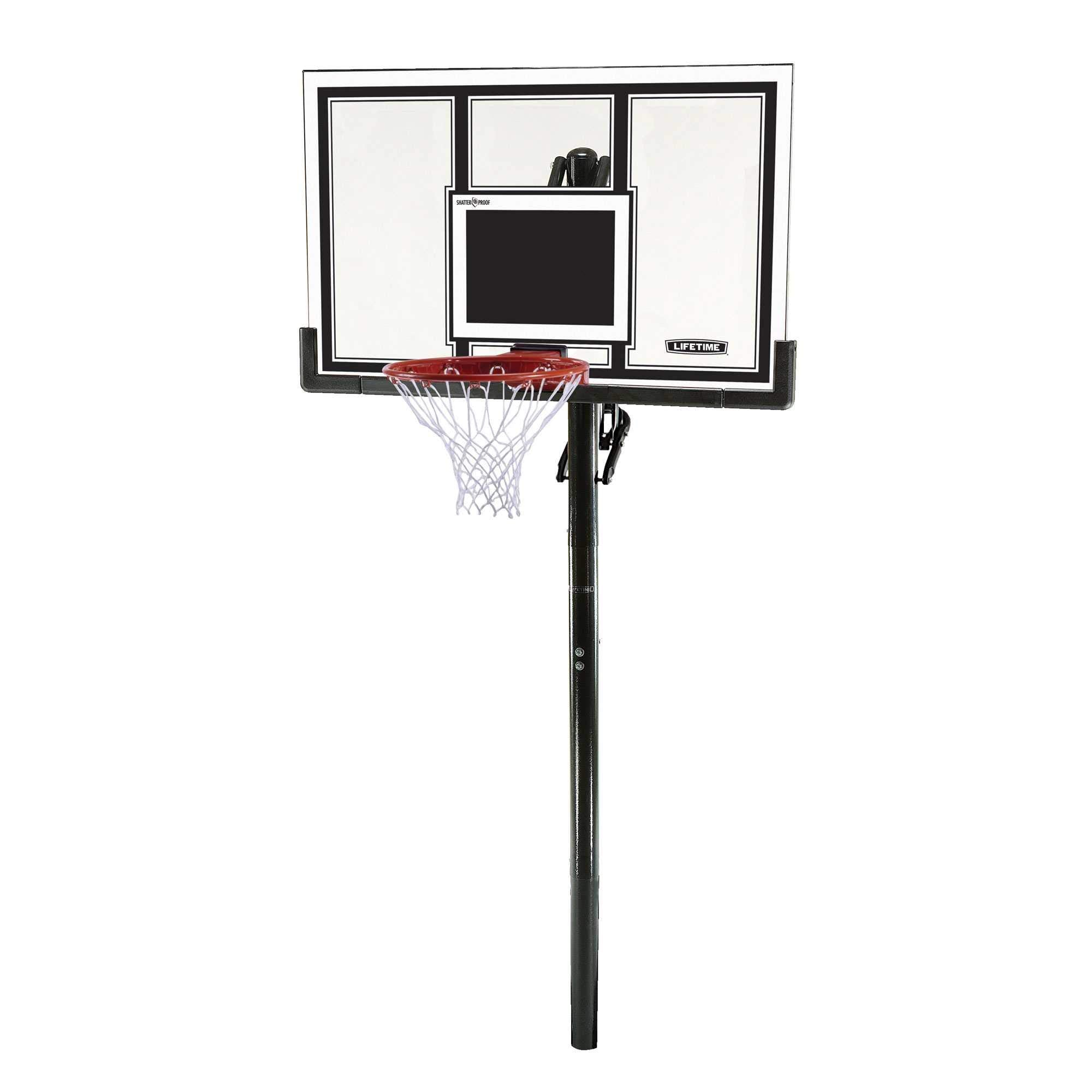 71525 Height Adjustable In Ground Basketball System, 54 Inch Shatterproof Backboard