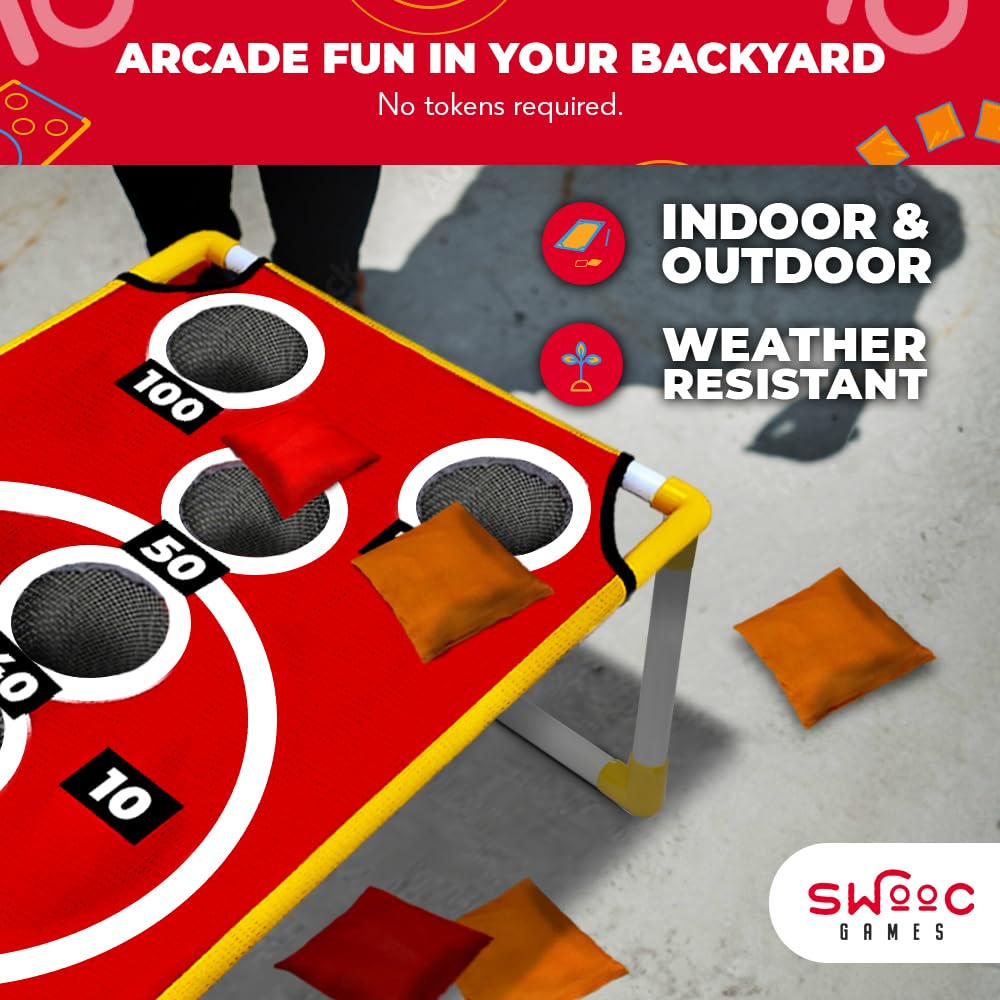 Swooc Games - Coney Island Toss - Arcade Style Cornhole Board Set W/Carrying Case & 15+ Games - Corn Hole Games For Adults - Kid
