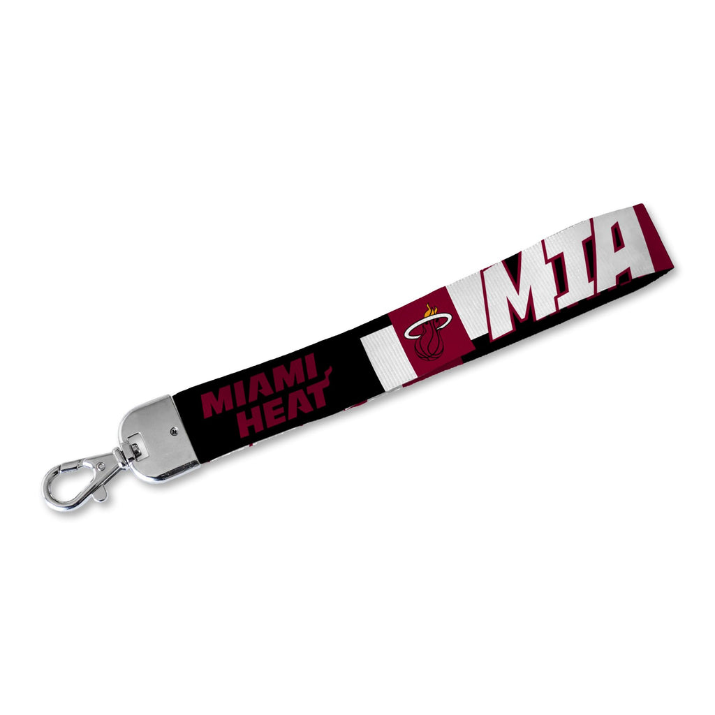 Rico Industries Nba Basketball Miami Heat Wrist Lanyard Key Chain, Cute Wristlet Strap Keychain Holder For Women Men Car Keys Id