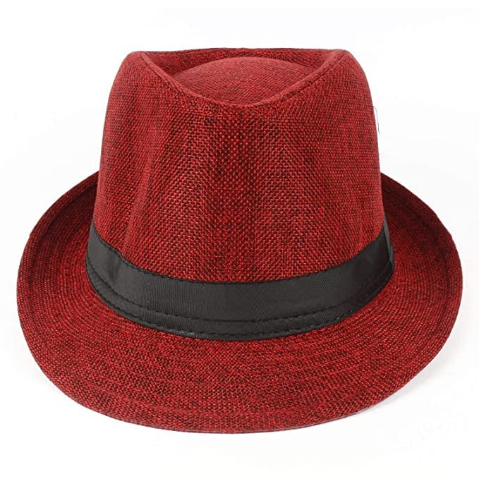 Capiteum Fedora Hat For Men And Women Uv Protection Summer Hat Travel Use Cream Pack Of 1 (Maroon)