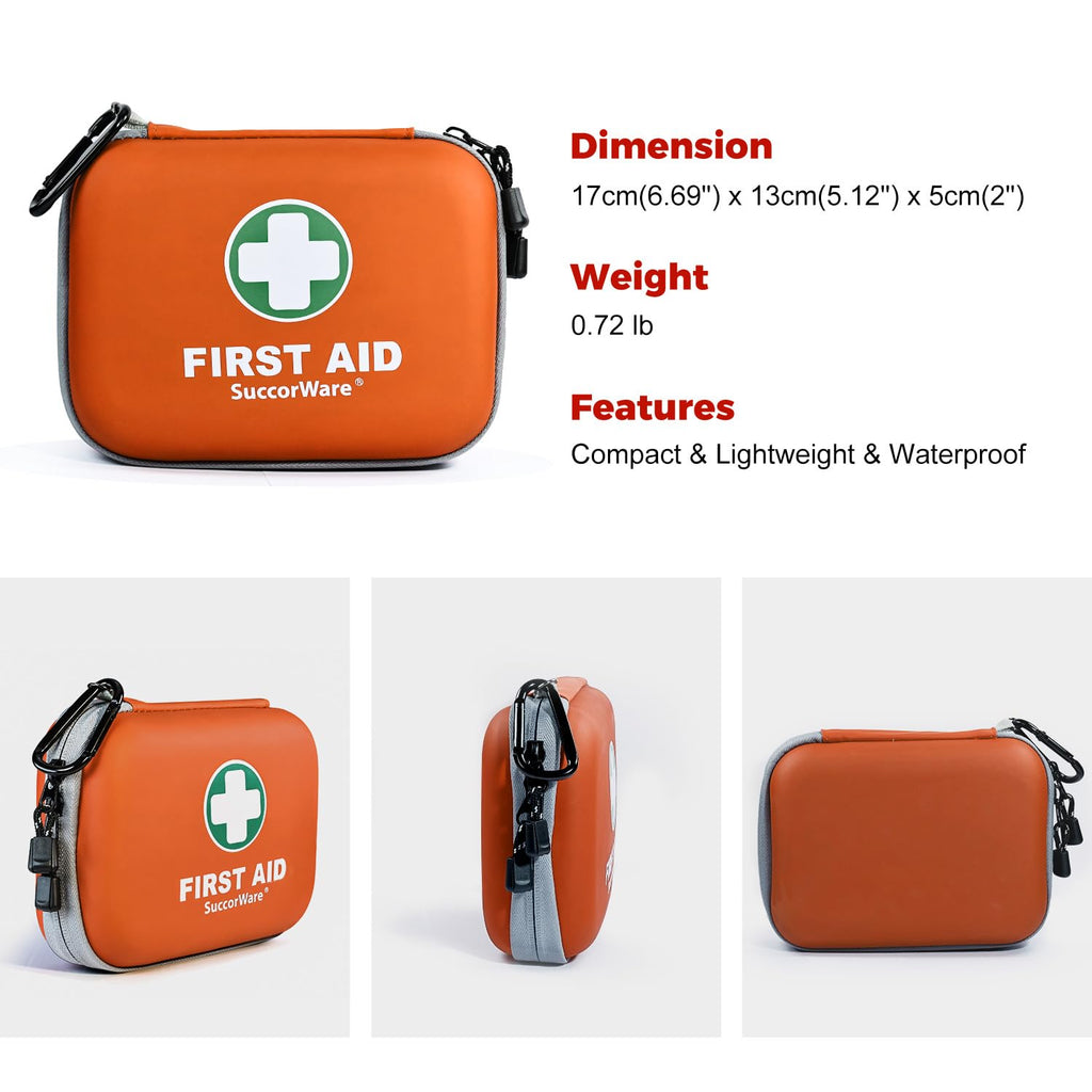 Succorware 150 Pieces Mini First Aid Kit - Small Medical Kit With Hard Shell - Emergency First Aid Kit For Car, Travel, Home, Ou