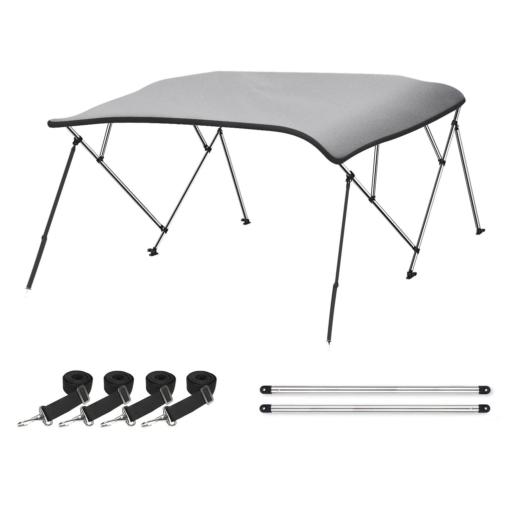 Naviskin Light Grey 4 Bow 8 'L X 54 '' H X 91 ''-96 '' W Bimini Top Cover Includes Mounting Hardwares,Storage Boot With 1 Inch A