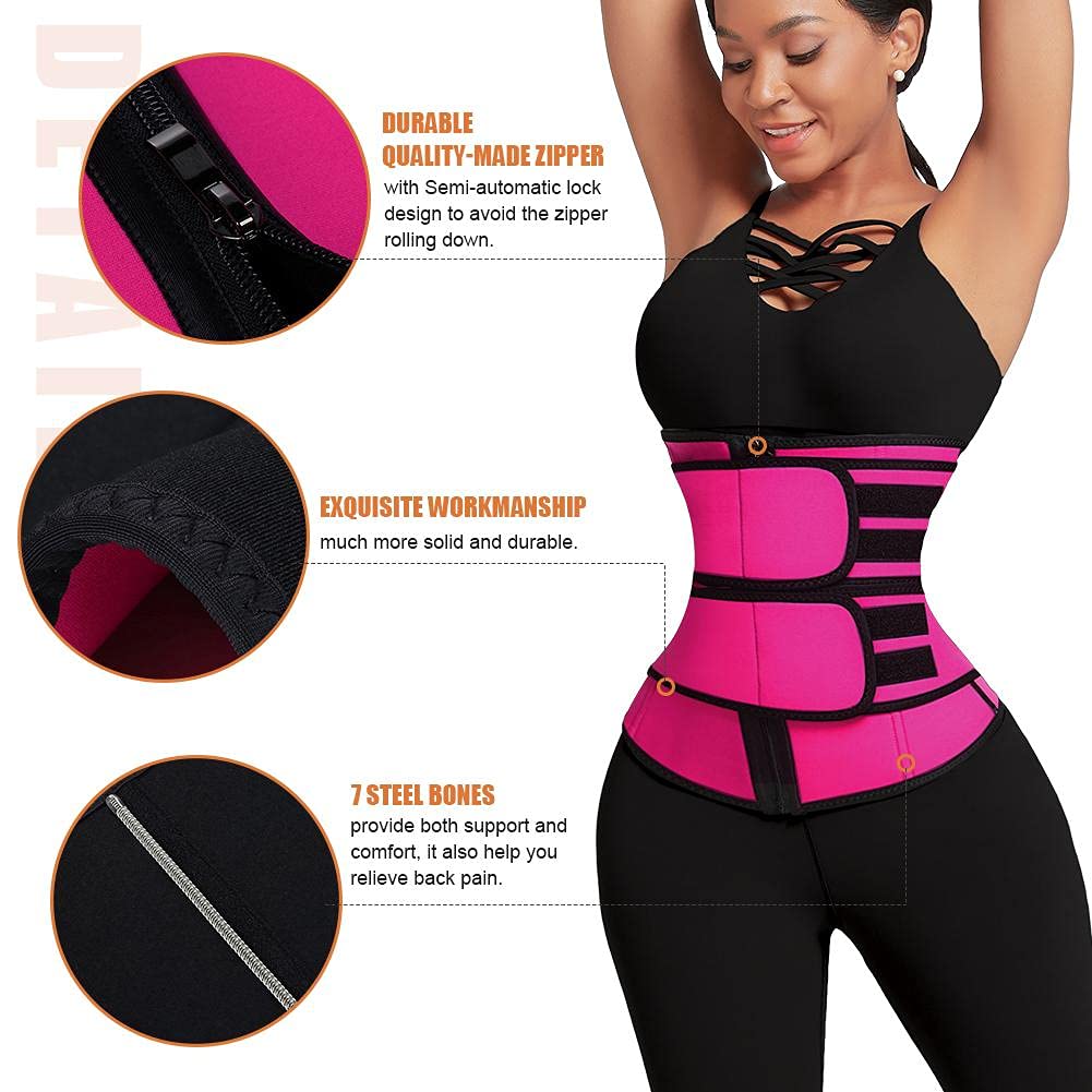 Wonder-Beauty Waist Trainer For Women Plus Size Two Belts Neoprene Workout Corset Waist Trainer Cincher Trimmer Sauna Belt With