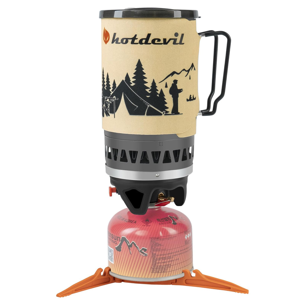 Hotdevil (1.4-Litre) Backpacking Camping Stove Portable Cooking System With Piezo Ignition, Outdoor Mini Burner Camping Stove Ki