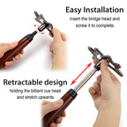 Ownmy Retractable Billiards Bridge Stick With Removable Bridge Head And Wood Handle, Pool Stick Length Extends Up To 35Cm - 140C