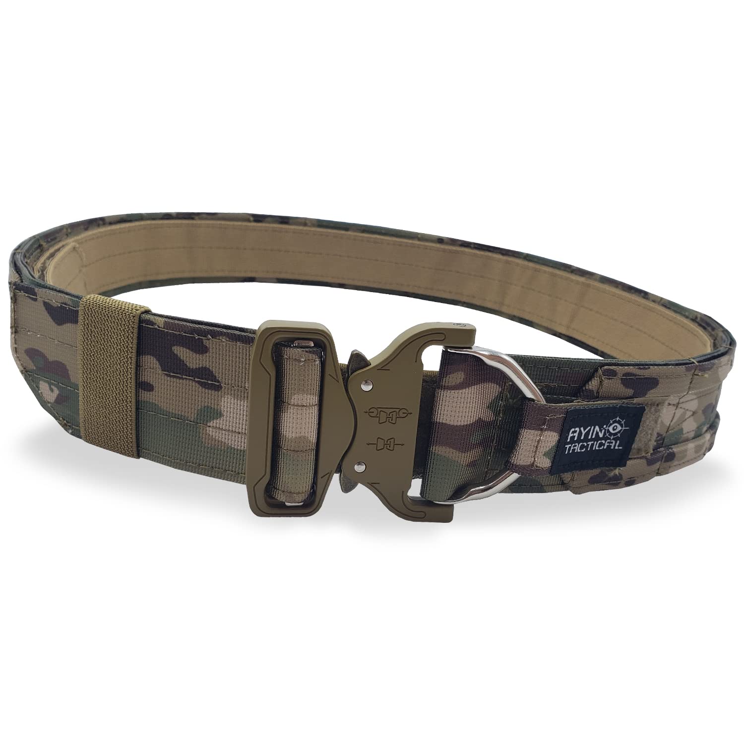 Ayin Tactical Belt Quick Release Rigger Molle Belt 1.5 Inch Inner & 2 Inch Outer Range Tactical Heavy Duty (Multicam, Lg-Xl)