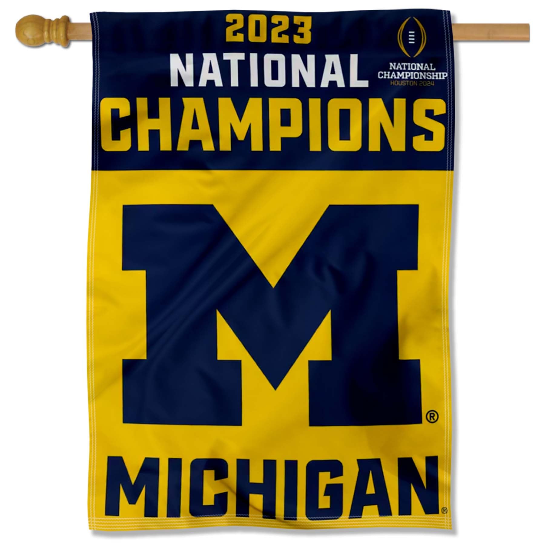 Michigan Team University Wolverines 2023 College Football National Champions Banner Vertical Flag