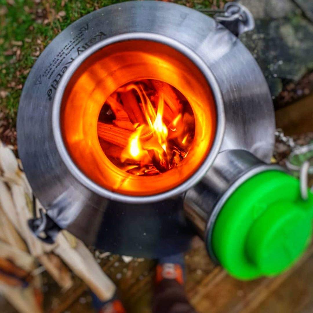 'Base Camp' Kelly Kettle 54Fl.Oz | Stainless Steel | Whistles When Boiled | Kettle & Camp Stove In One | Ultra-Fast | Wood Fuell