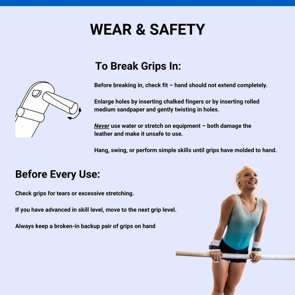 Gibson Summit Womens Gymnastic Grips, Hook And Loop, Gymnastic Grips, X-Small, Small, Medium, Large, Women And Girls Gymnastics