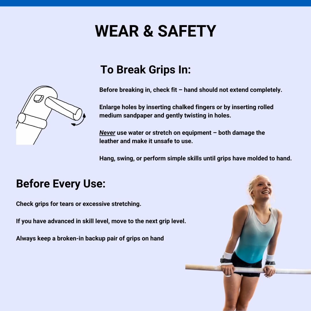 Gibson Summit Womens Gymnastic Grips, Hook And Loop, Gymnastic Grips, X-Small, Small, Medium, Large, Women And Girls Gymnastics