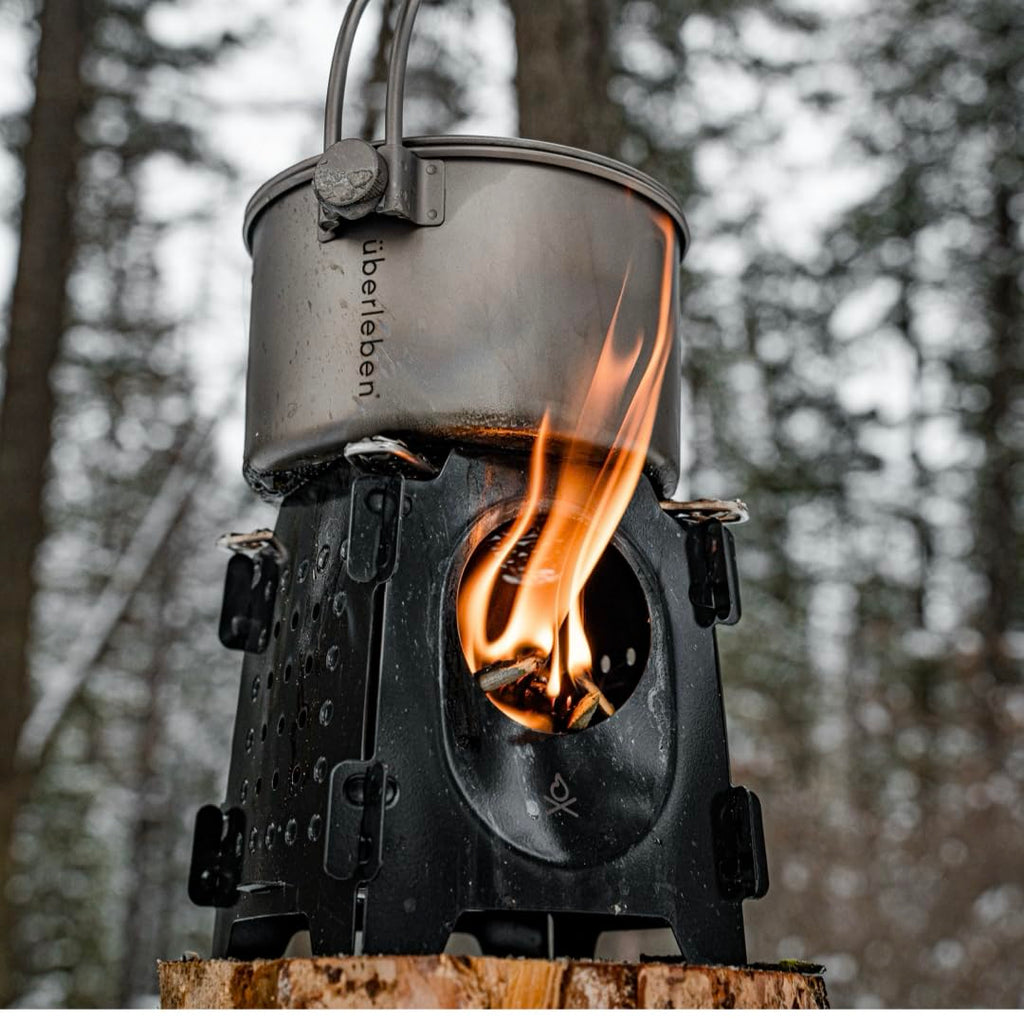 Berleben Stker Wood Burning Camp Stove - Stainless Steel Portable Stove For Camping, Backpacking, & Hiking - 18Oz Folding Campin