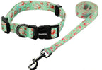 Ihoming Dog Collar And Leash Set For Daily Outdoor Walking Running Training, Floral Greenlake Design For Large Boys Girls Dogs C