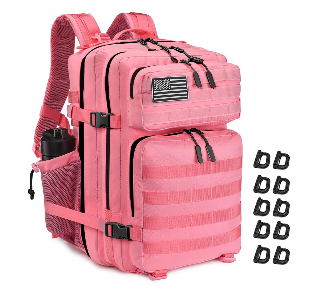R.SASR Womens 45L Pink Tactical Backpack, Military Backpack with MOLLE System, Large Hiking Camping Gym Travel Backpack, Waterp