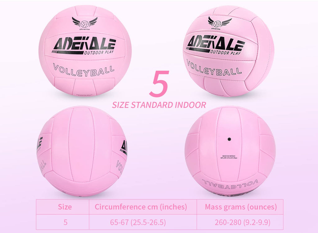 Adekale Pink Volleyball Beach Volleyball Soft Indoor And Outdoor Play Official Size 5 Volleyball Beach Backyard Sports Training