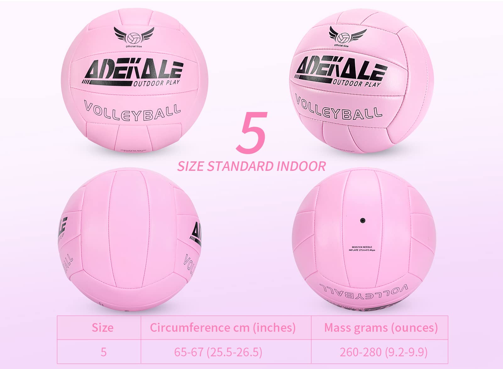 Adekale Pink Volleyball Beach Volleyball Soft Indoor And Outdoor Play Official Size 5 Volleyball Beach Backyard Sports Training