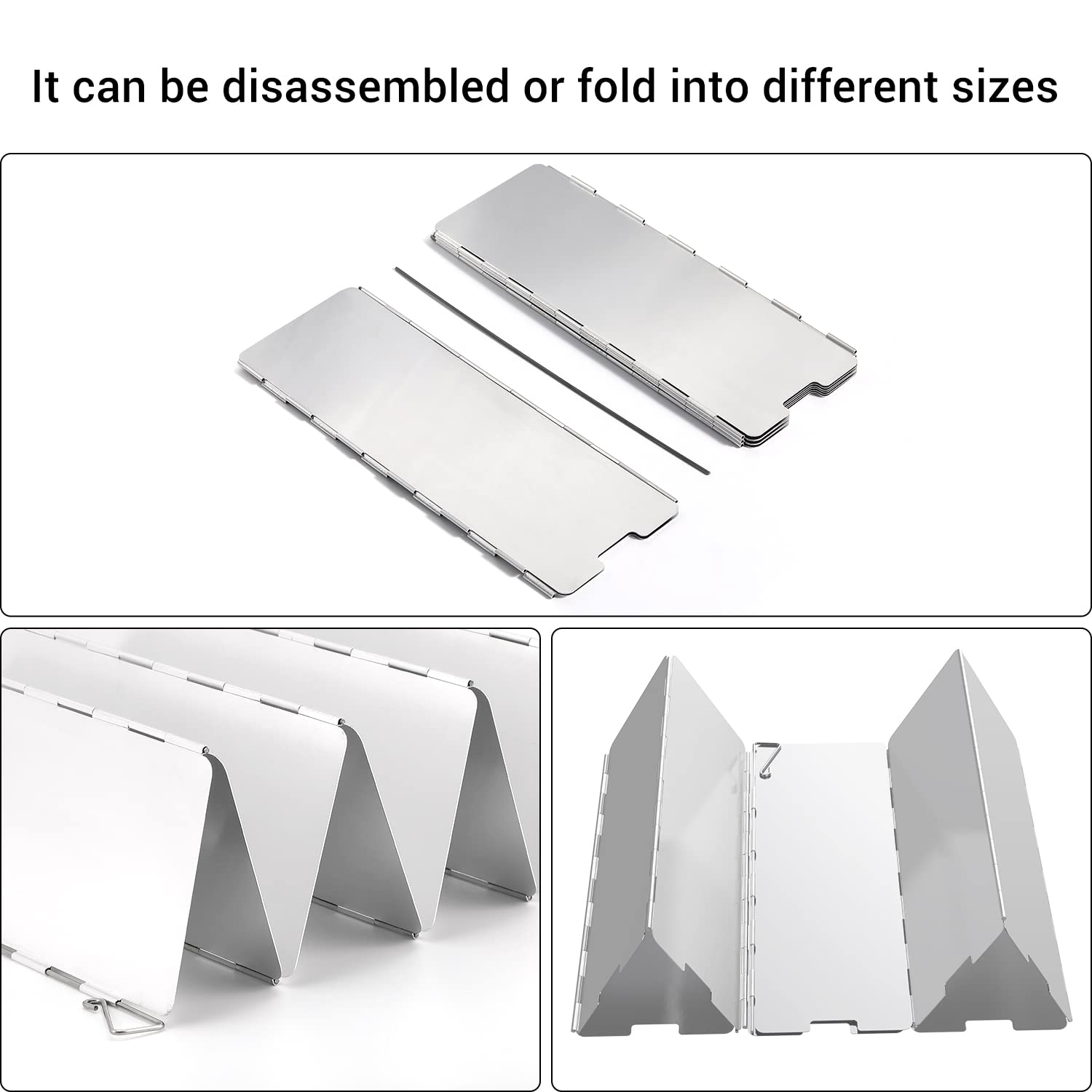 Stove Windscreen, Ohuhu Camp Stove Windscreen 10 Plates Aluminum Folding Portable Camping Stove Windshield Burner Stove With Car