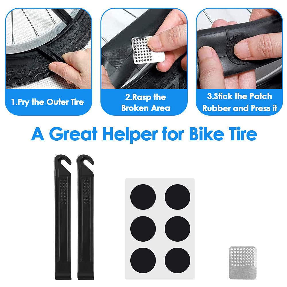 Wotow Bike Tire Repair Tool Kit, Waterproof Frame Storage Bag & Mini Bike Pump & 11 In 1 Multitool & Bicycle Tyre Lever Patch Po