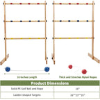 Apudarmis Ladder Toss Game Set, 35X26In Pine Wooden Golf Ladder Lawn Game With 6 Bolos Balls And Carrying Case - Outdoor Backyar