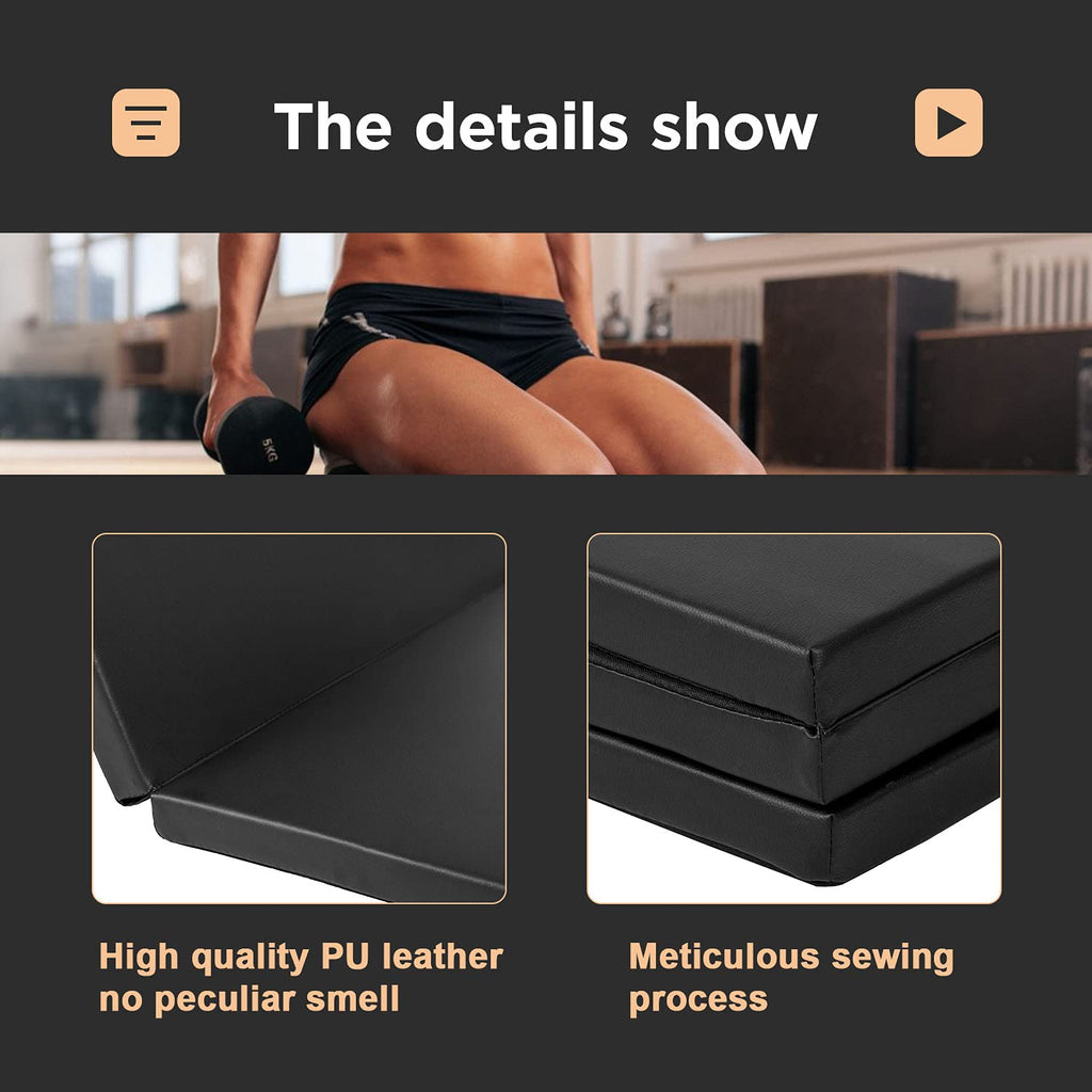 Gymnastics Tumbling Mats Portable Gymnastics Mat 3 Folding Tumbling Mat 2x6x1.6Thick Yoga Mat PU Leather Exercise Mat with Car