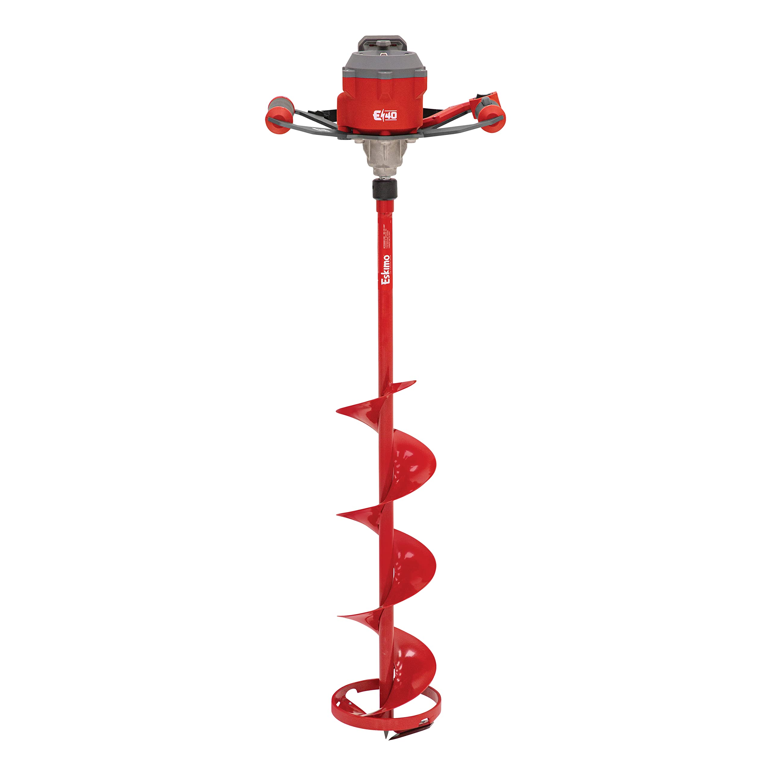 Eskimo E40 8-Inch Electric Ice Auger, Full Power 40V Lithium, Steel Bit, Lightweight Powerhead, Turbo Cutting System Multi-Edge 