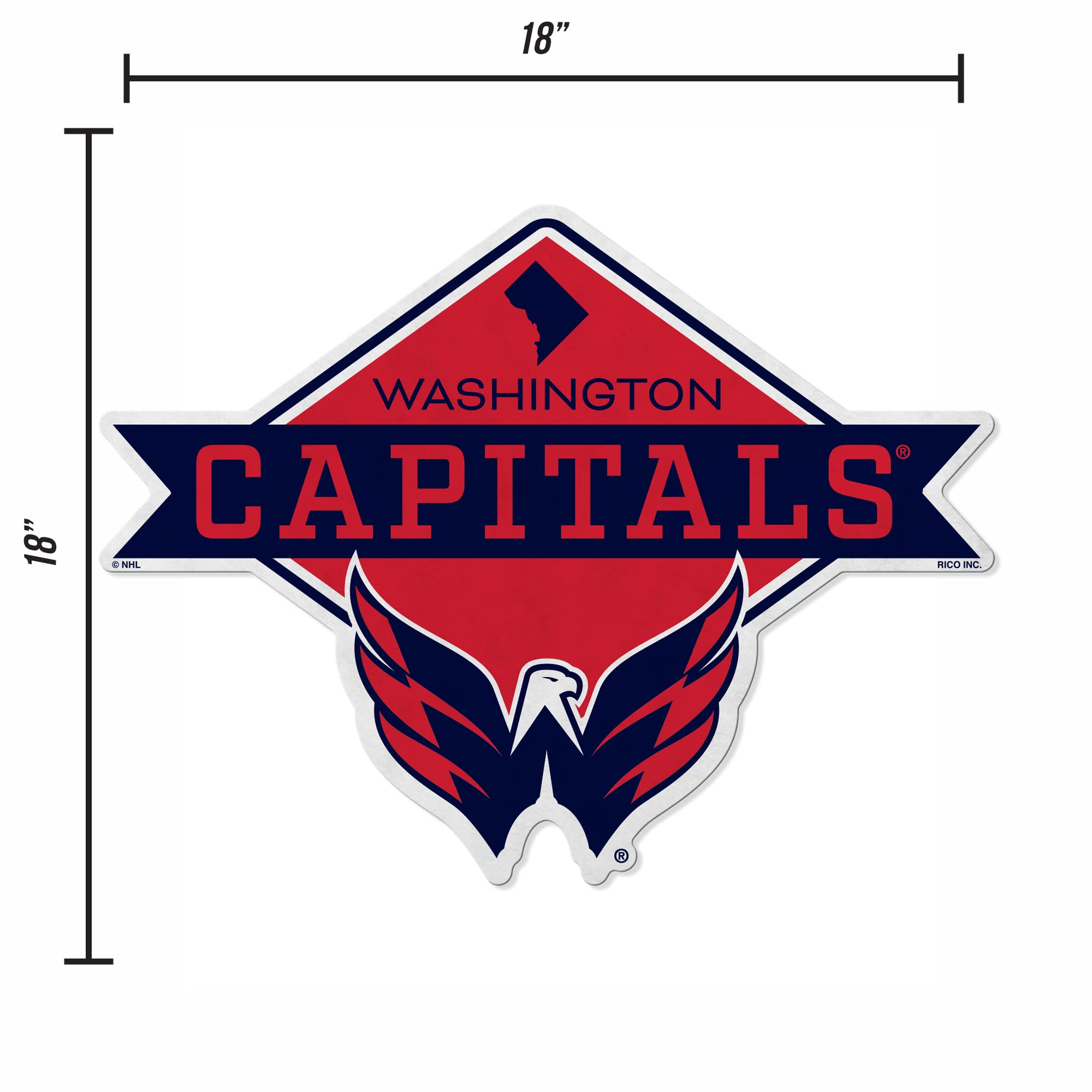 Rico Industries Nhl Washington Capitals Diamond Shape Cut Pennant - Home And Living Room D  Cor - Soft Felt Ez To Hang