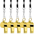 5 Packs Stainless Steel Whistle, Finegood Loud Metal Whistle With Lanyard For Referees Coaches Lifeguards Survival Emergency Foo