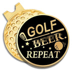 Geygie Golf Repeat Black Gold Golf Ball Marker With Magnetic Hat Clip, Golf Accessories For Men Women, Golf Gifts For Men Women 