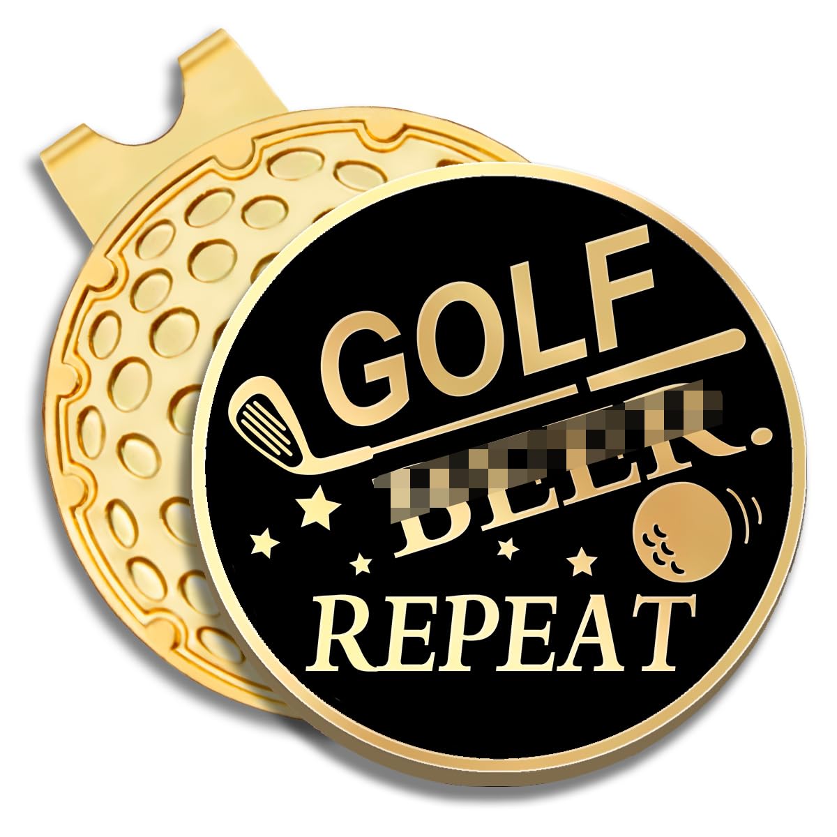 Geygie Golf Repeat Black Gold Golf Ball Marker With Magnetic Hat Clip, Golf Accessories For Men Women, Golf Gifts For Men Women 