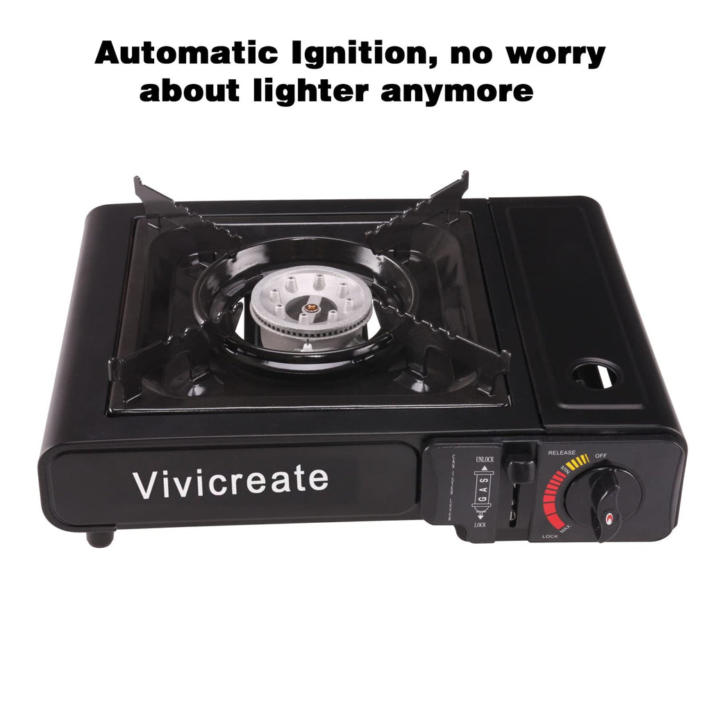 Vivicreate 8500 Btu Portable Butane Gas Stove For Camping Cooking Outdoor, Lightweight Portable Stove Burner With Auto Ignition,