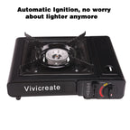 Vivicreate 8500 Btu Portable Butane Gas Stove For Camping Cooking Outdoor, Lightweight Portable Stove Burner With Auto Ignition,