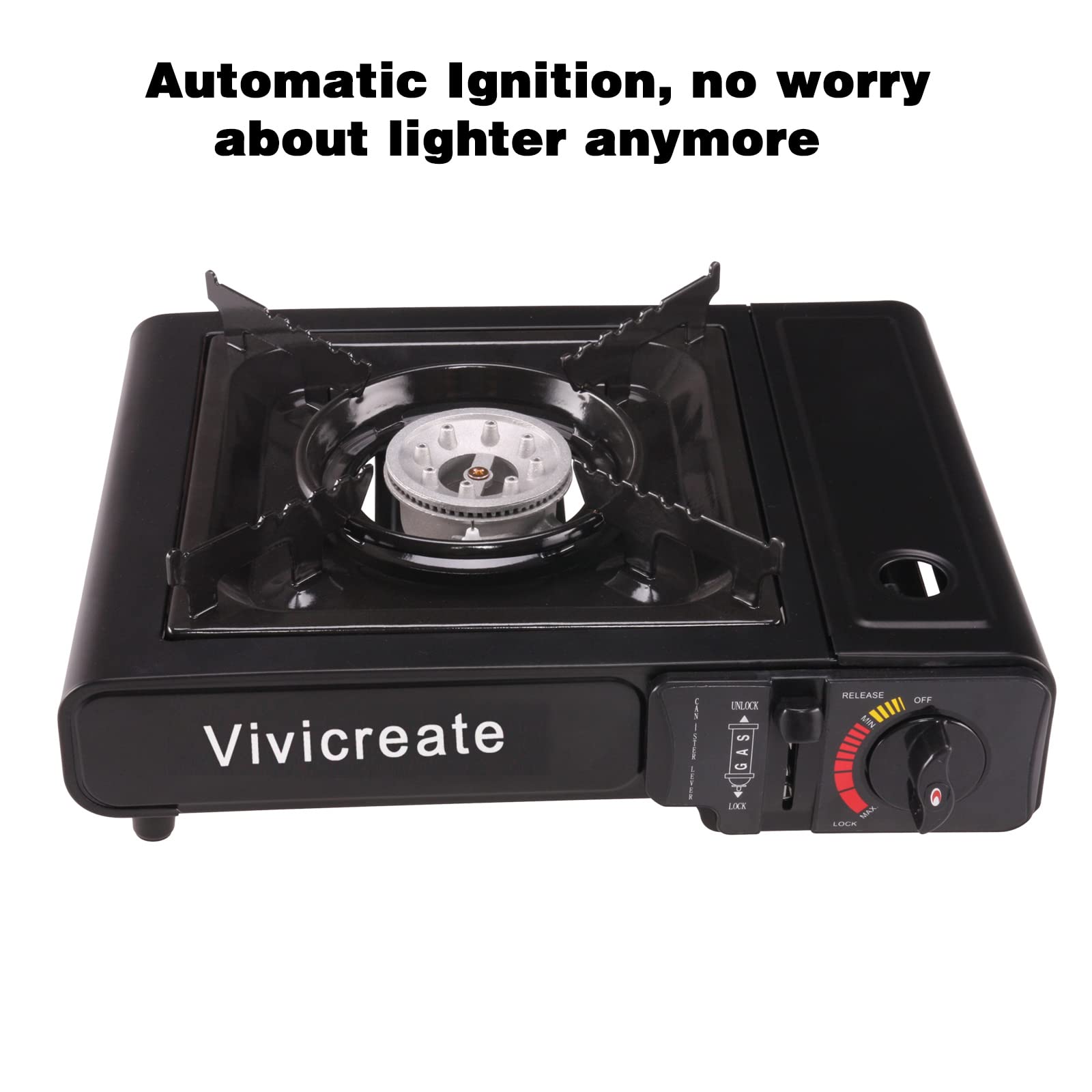 Vivicreate 8500 Btu Portable Butane Gas Stove For Camping Cooking Outdoor, Lightweight Portable Stove Burner With Auto Ignition,