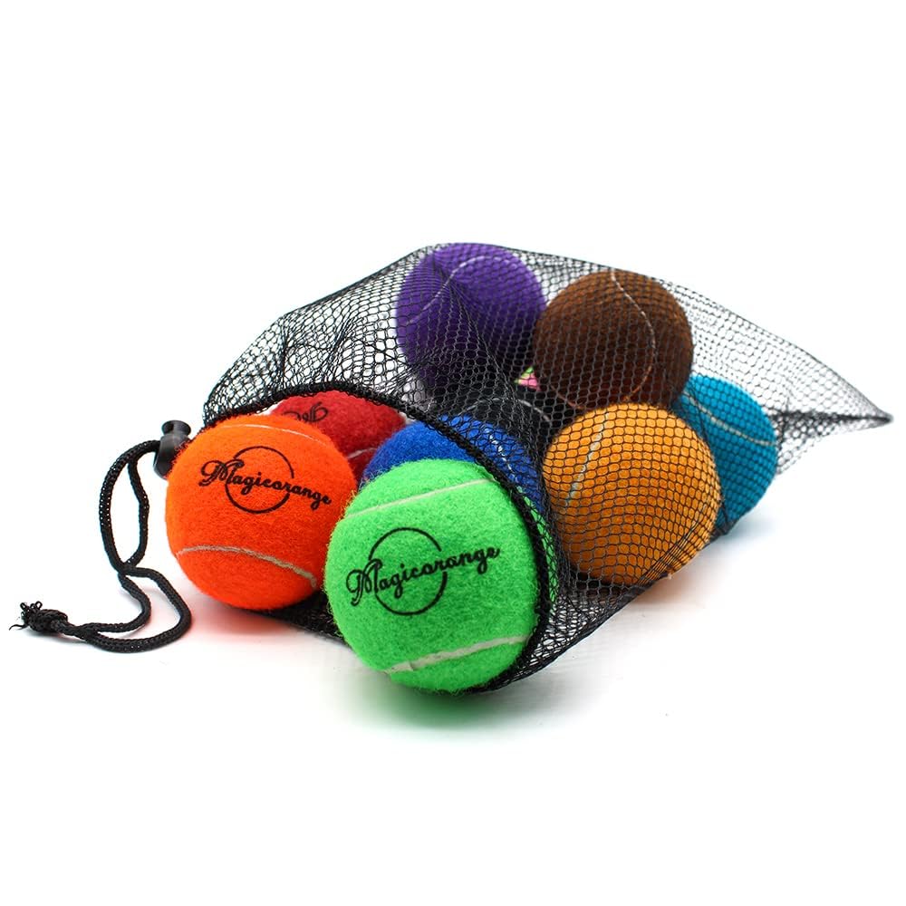 Magicorange Tennis Balls, 12 Pack Training Tennis Practice Balls, Pet Dog Playing Balls, Come With Mesh Bag For Easy Transport,