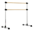 VITA Barre Portable Freestanding Double Ballet Barre, Prodigy, 4 Ft Bars, Satin Silver | Adjustable Height, USA Made, Home or Gy