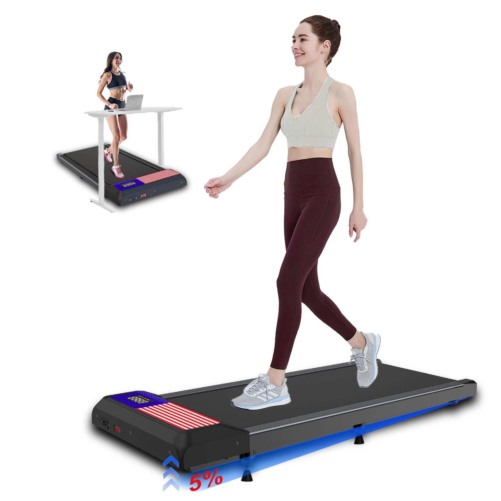 Upreign Walking Mat,Under Desk Treadmill 2.5Hp For Home And Office, 265Lbs Weight Capacity,Treadmill With App &Remote Control, L