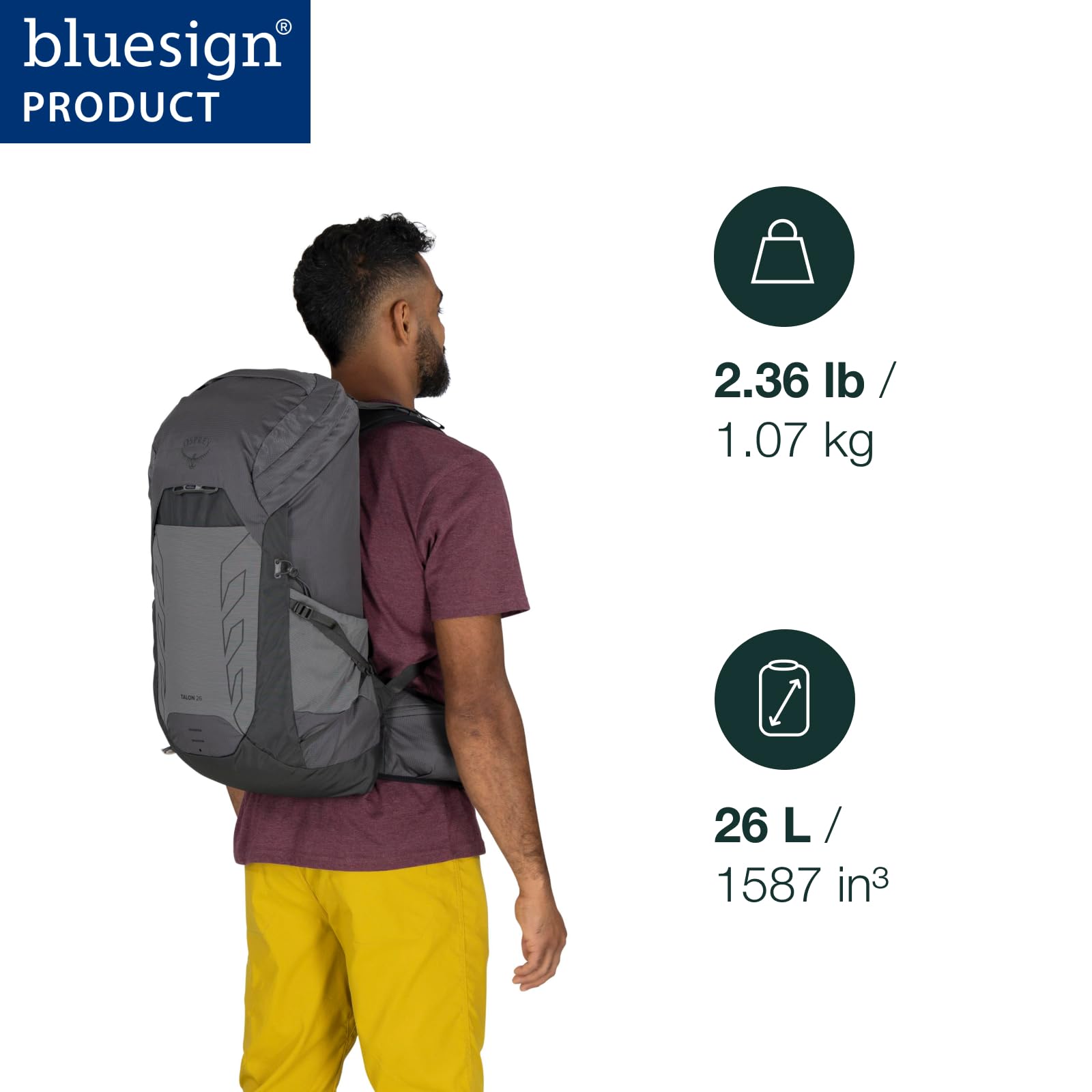 Osprey Talon 26L Mens Lightweight Hiking Backpack - Daypack for Travel & Camping, Frosty Mint Green/Night Shift