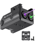 QR-Laser Dual Green Purple Laser Sights with Removable Rail Adapters, Duo-Laser Combo for Pistols with Picatinny Rail Mount, Rec