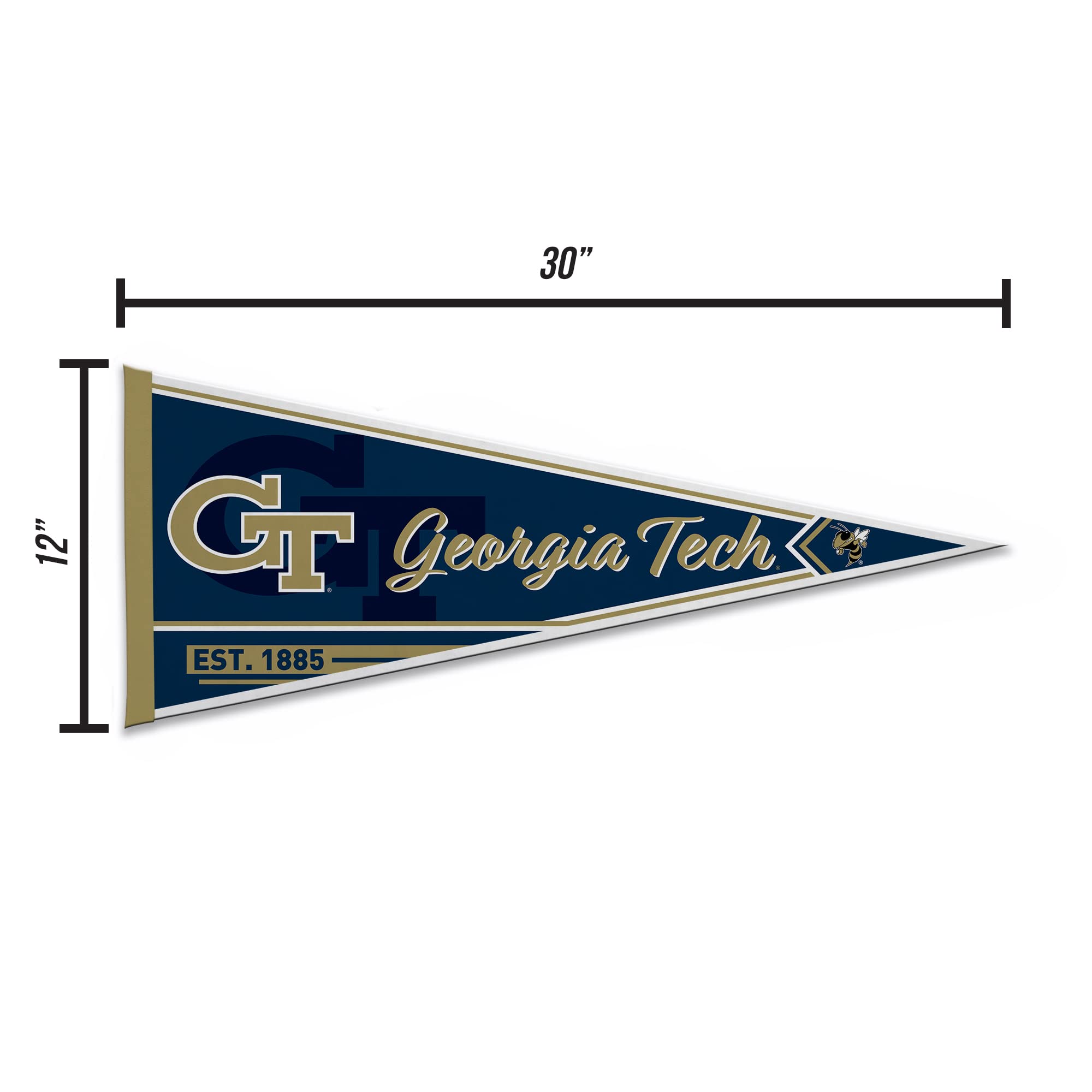 Rico Industries Ncaa Georgia Tech Yellow Jackets - Gt Classic 12'' X 30'' Felt Wall D  Cor Pennant - Great For Home/Bed Room/Man