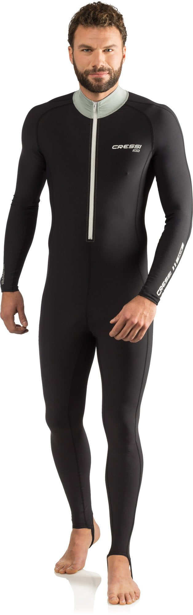 Cressi Skin Full Body Rash Guards, Black/Silver, 3XL
