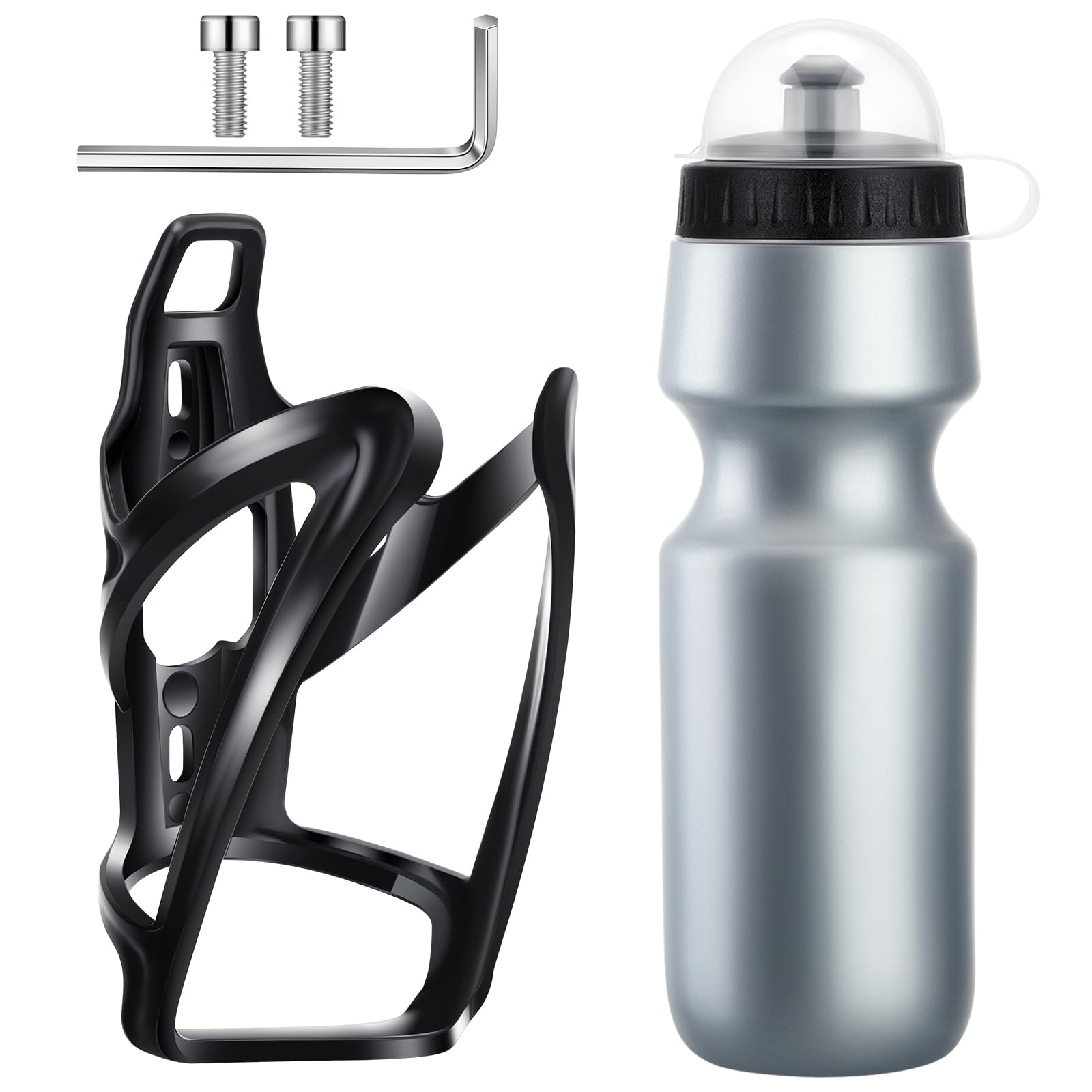 Mifoci 1 Set Bike Water Bottle Cage with Bottle Bike Water Bottles and Holder 24oz Squeeze Sport Bicycle Accessories for Mountai