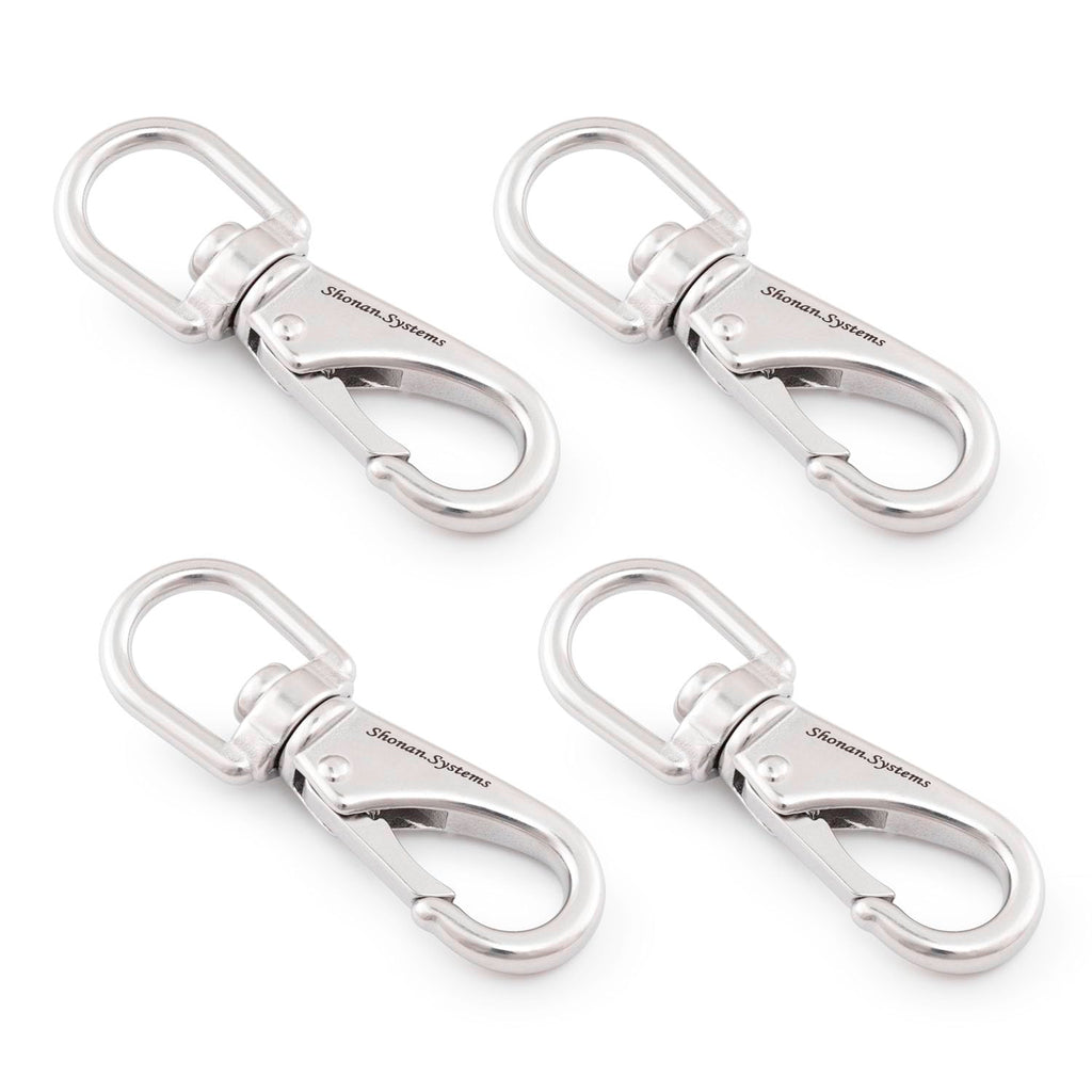 Shonan Stainless Steel Flag Clips For Flagpole Rope- 4 Pack 3.5 Inch Swivel Snap Hook Flag Pole Clips, Diving Clips Spring Hooks