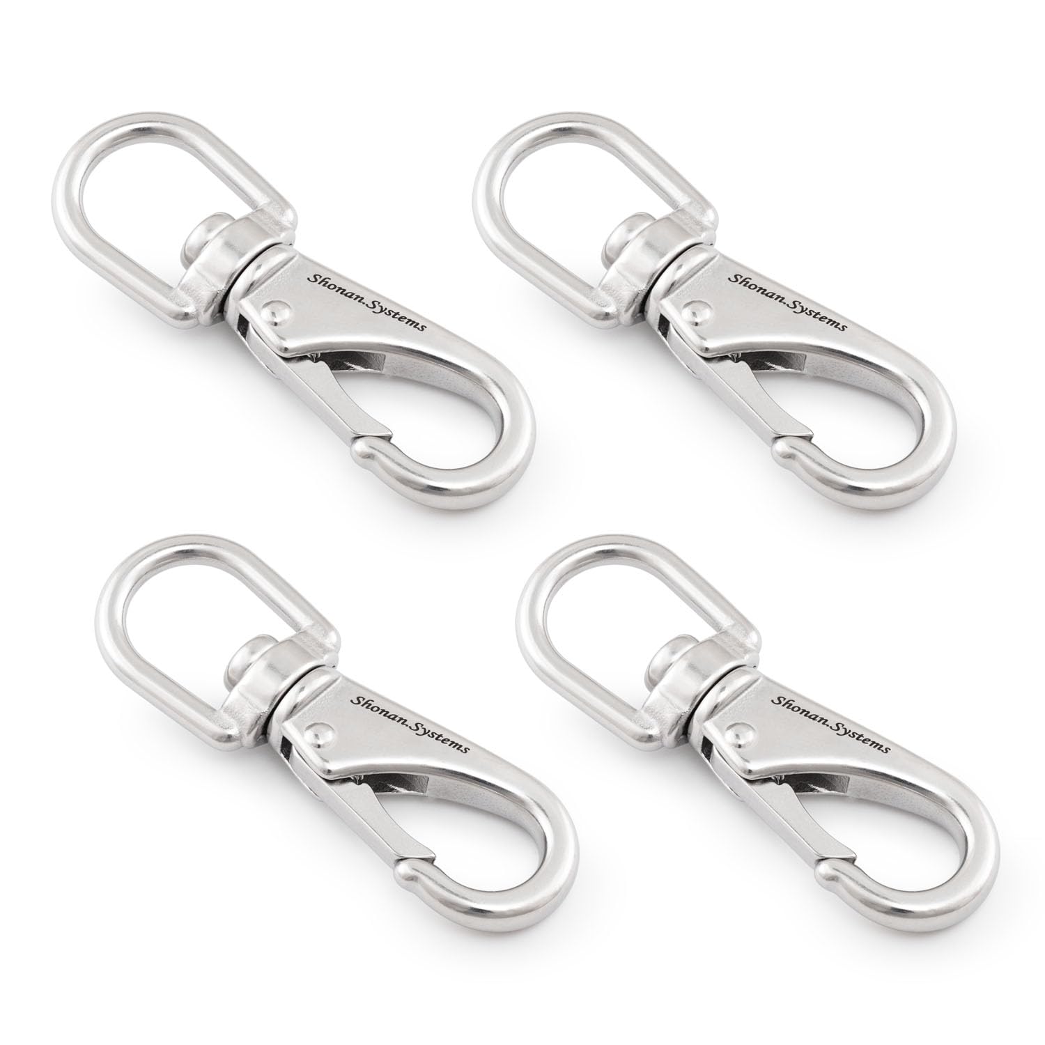 Shonan Stainless Steel Flag Clips For Flagpole Rope- 4 Pack 3.5 Inch Swivel Snap Hook Flag Pole Clips, Diving Clips Spring Hooks