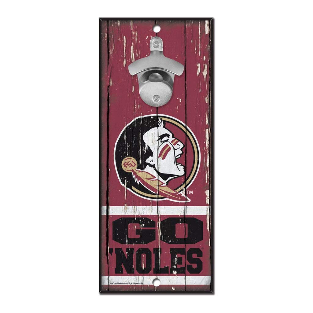 WinCraft NCAA Florida State Seminoles 5x11 Wood Sign Bottle Opener, Team Colors, 5x11