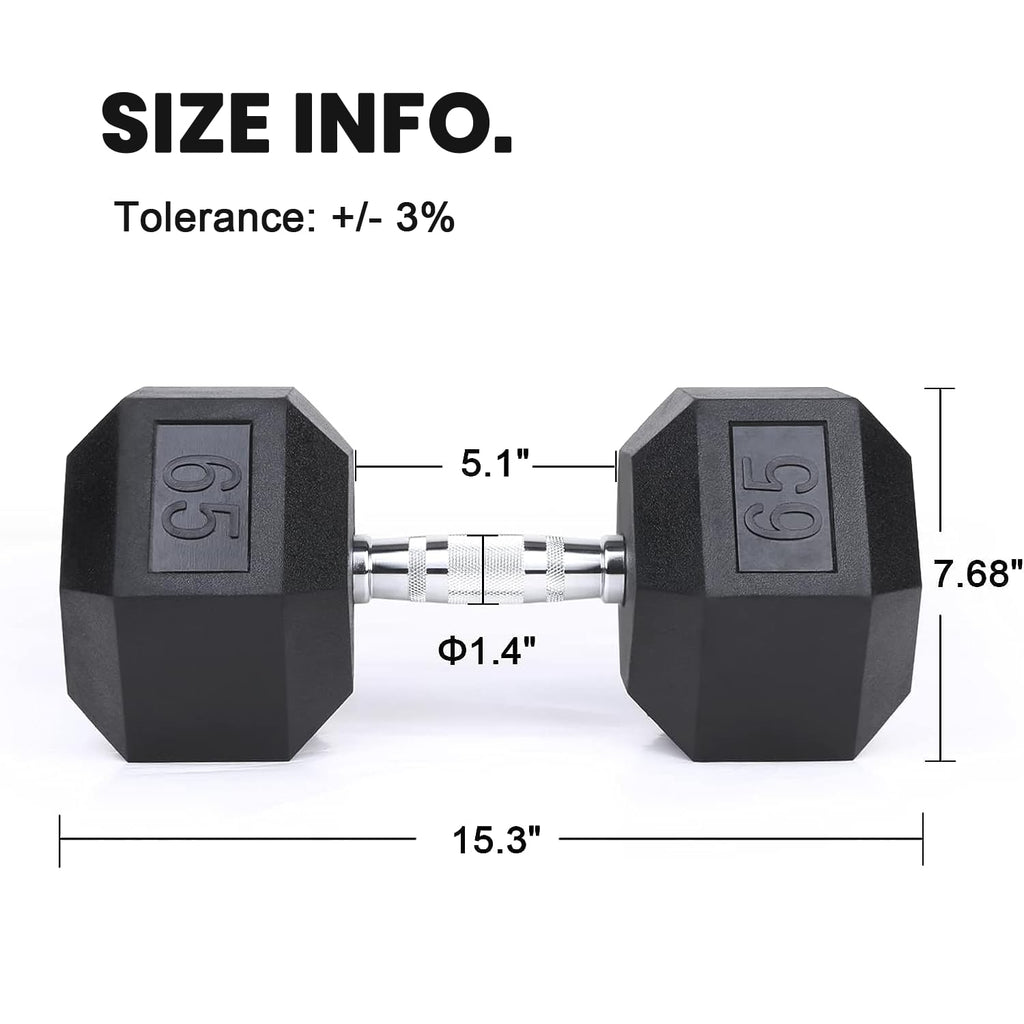 Lionscool Hex Dumbbell (65Lb Single) Black